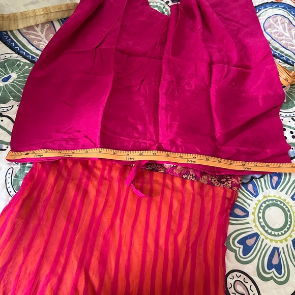 Ethnic Indian Wear Bollywood pink and orange net dress Size M - Picture 8 of 9